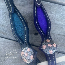 Load image into Gallery viewer, Navy & Purple Double Ear Headstall