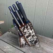 Load image into Gallery viewer, Cowhide Navy Blue Knife Block Set