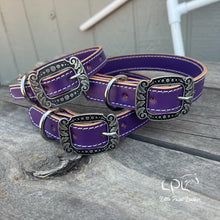 Load image into Gallery viewer, Purple Leather Dog Collar