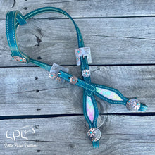Load image into Gallery viewer, Teal Easter Flowers One Ear Headstall