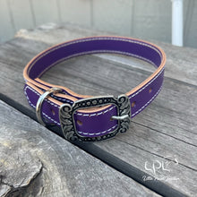 Load image into Gallery viewer, Purple Leather Dog Collar