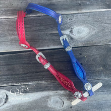 Load image into Gallery viewer, Red & Blue Glitter Double Ear Headstall