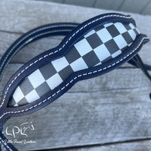 Load image into Gallery viewer, Dark Navy Checkered Browband Headstall