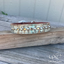 Load image into Gallery viewer, AUCTION 14-18” Driftwood Hide Blingy Dog Collars
