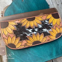 Load image into Gallery viewer, Distressed Turquoise and Sunflower Saddle Bags