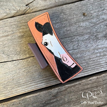 Load image into Gallery viewer, Black Horse Tooled Leather Hair Clip
