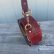 Load image into Gallery viewer, Brown Sunflower & Cowhide Mini Round Bag