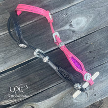 Load image into Gallery viewer, Black & Pink Glitter Double Ear Headstall