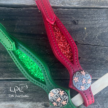 Load image into Gallery viewer, Green & Red Glitter Double Ear Headstall