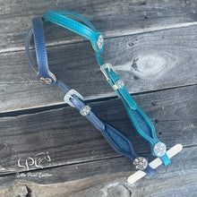 Load image into Gallery viewer, Navy & Teal Glitter Double Ear Headstall