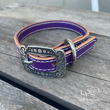 Load image into Gallery viewer, Purple Leather Dog Collar