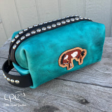Load image into Gallery viewer, Distressed Teal Bucking Horse Dopp Bag