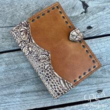 Load image into Gallery viewer, AUCTION Cream/Brown Embossed Leather Journal Cover