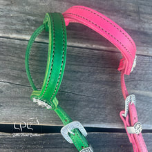 Load image into Gallery viewer, Green & Pink Glitter Double Ear Headstall