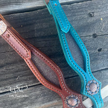 Load image into Gallery viewer, Brown & Teal Glitter Double Ear Headstall