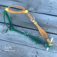 Load image into Gallery viewer, Yellow & Green Double Ear Headstall