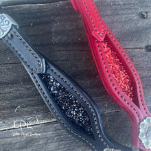 Load image into Gallery viewer, Black & Red Glitter Double Ear Headstall