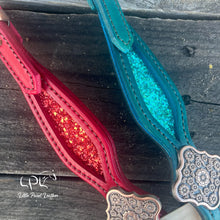 Load image into Gallery viewer, Red & Teal Glitter Double Ear Headstall