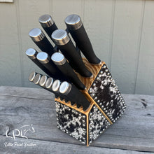 Load image into Gallery viewer, Cowhide Black Knife Block Set