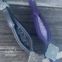 Load image into Gallery viewer, Black & Purple Glitter Double Ear Headstall