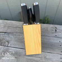 Load image into Gallery viewer, Cowhide Black Knife Block Set
