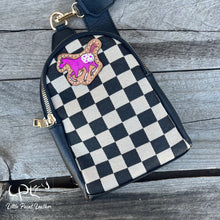 Load image into Gallery viewer, Neon Ponies Small Checkered Sling/Crossbody Bag