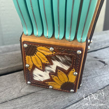 Load image into Gallery viewer, *AUCTION* Sunflower and Cowhide Turquoise Knife Block Set