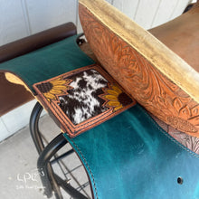 Load image into Gallery viewer, Distressed Turquoise and Sunflower Saddle Bags