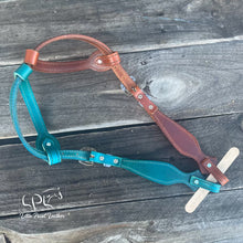 Load image into Gallery viewer, Brown & Teal Glitter Double Ear Headstall