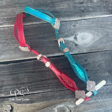 Load image into Gallery viewer, Red & Teal Glitter Double Ear Headstall