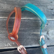 Load image into Gallery viewer, Brown & Teal Glitter Double Ear Headstall