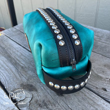 Load image into Gallery viewer, Distressed Teal Bucking Horse Dopp Bag