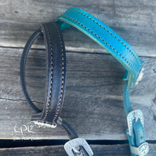 Load image into Gallery viewer, Black & Teal Glitter Double Ear Headstall