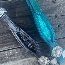 Load image into Gallery viewer, Black & Teal Glitter Double Ear Headstall