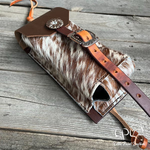 Cowhide Bottle Holder with Sunflower Concho