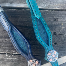 Load image into Gallery viewer, Navy & Teal Glitter Double Ear Headstall