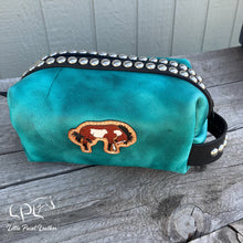 Load image into Gallery viewer, Distressed Teal Bucking Horse Dopp Bag