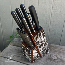 Load image into Gallery viewer, Cowhide Black Knife Block Set