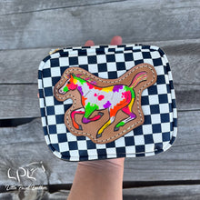 Load image into Gallery viewer, Neon Paint Horse Checkered Travel Case