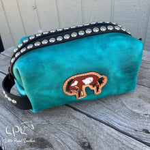 Load image into Gallery viewer, Distressed Teal Bucking Horse Dopp Bag