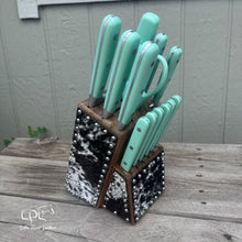 Load image into Gallery viewer, Cowhide Mint Knife Block Set