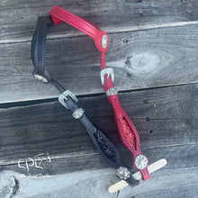 Load image into Gallery viewer, Black & Red Glitter Double Ear Headstall