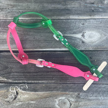 Load image into Gallery viewer, Green & Pink Glitter Double Ear Headstall