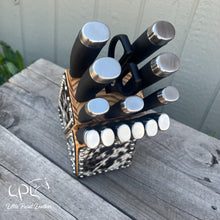 Load image into Gallery viewer, Cowhide Black Knife Block Set