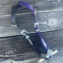 Load image into Gallery viewer, Black & Purple Glitter Double Ear Headstall