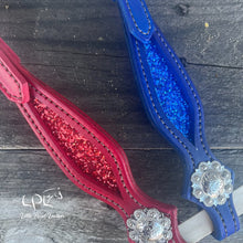 Load image into Gallery viewer, Red & Blue Glitter Double Ear Headstall