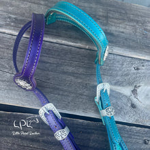 Load image into Gallery viewer, Purple & Teal Glitter Double Ear Headstall