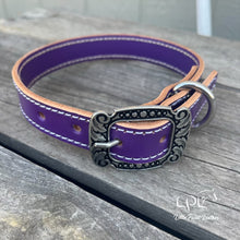 Load image into Gallery viewer, Purple Leather Dog Collar