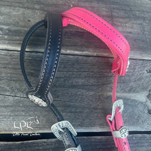Load image into Gallery viewer, Black & Pink Glitter Double Ear Headstall