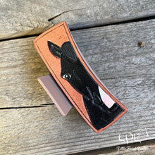 Load image into Gallery viewer, Black Horse Tooled Leather Hair Clip
